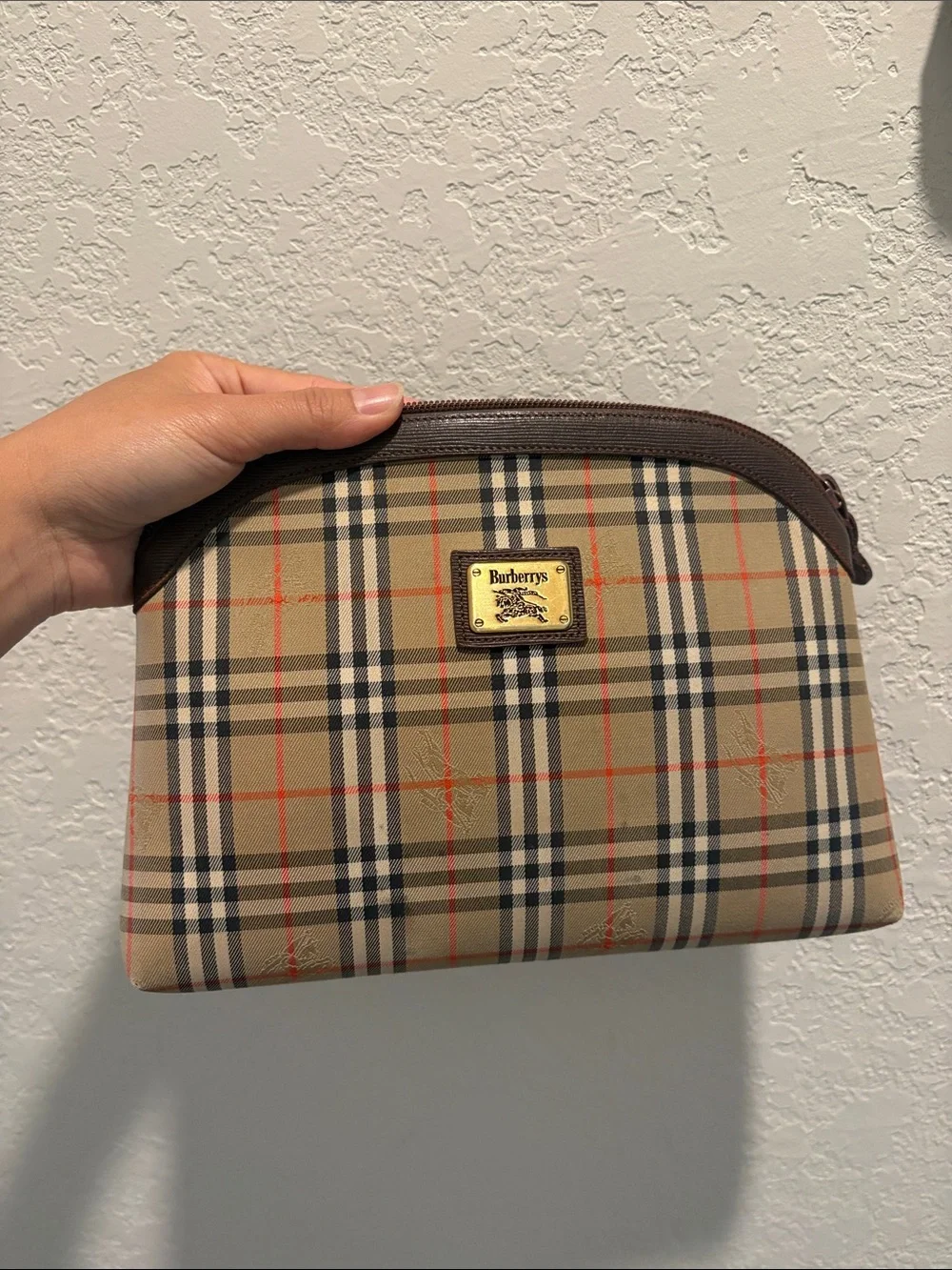 Burberrys Vintage Classic Plaid Clutch Bag Toiletry